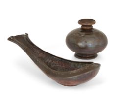 To Be Sold With No Reserve A copper lota and copper libation spoon argha patra, Rajasthan, In...