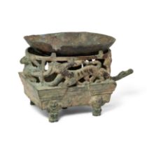 A Chinese set of bronze brazier and cup, ranlu Eastern Zhou dynasty, Warring States period/Easte...