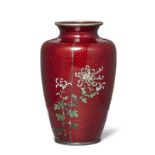 A small Japanese ginbari and cloisonné-enamel 'chrysanthemum' vase Ando Company, Taisho period ...