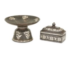 To Be Sold With No Reserve A silver-inlaid bidri spitoon and pandan, Bidar, Deccan, India, 18th ...