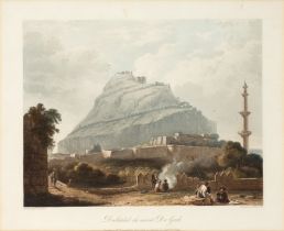 William Daniell (British 1769-1837), Dowlutabad the ancient Deo Gurh, hand-coloured aquatint, cir...