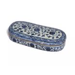 To Be Sold With No Reserve A blue and white pottery scribes box, Iran or China, 20th century, of...