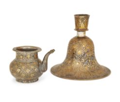 To Be Sold With No Reserve A lac-and silver-inlaid brass huqqa base and lota, Lucknow, North ...