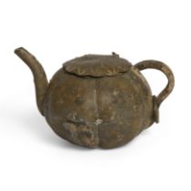 An unusual Chinese bronze miniature melon-shaped ewer and cover Song dynasty The melon-shaped v...