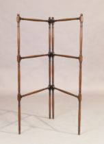 A Victorian mahogany folding towel rail, last quarter 19th century, with ring turned supports, 10...