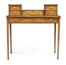 A Victorian satinwood and marquetry bonheur du jour, third quarter 19th century, the superstructu...