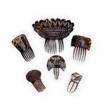 Six Chinese export tortoiseshell Peineta combs for the Spanish market, Qing dynasty, early 19th c...