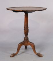 An English mahogany tilt top table, George III style, first quarter 20th century, the pie crust t...