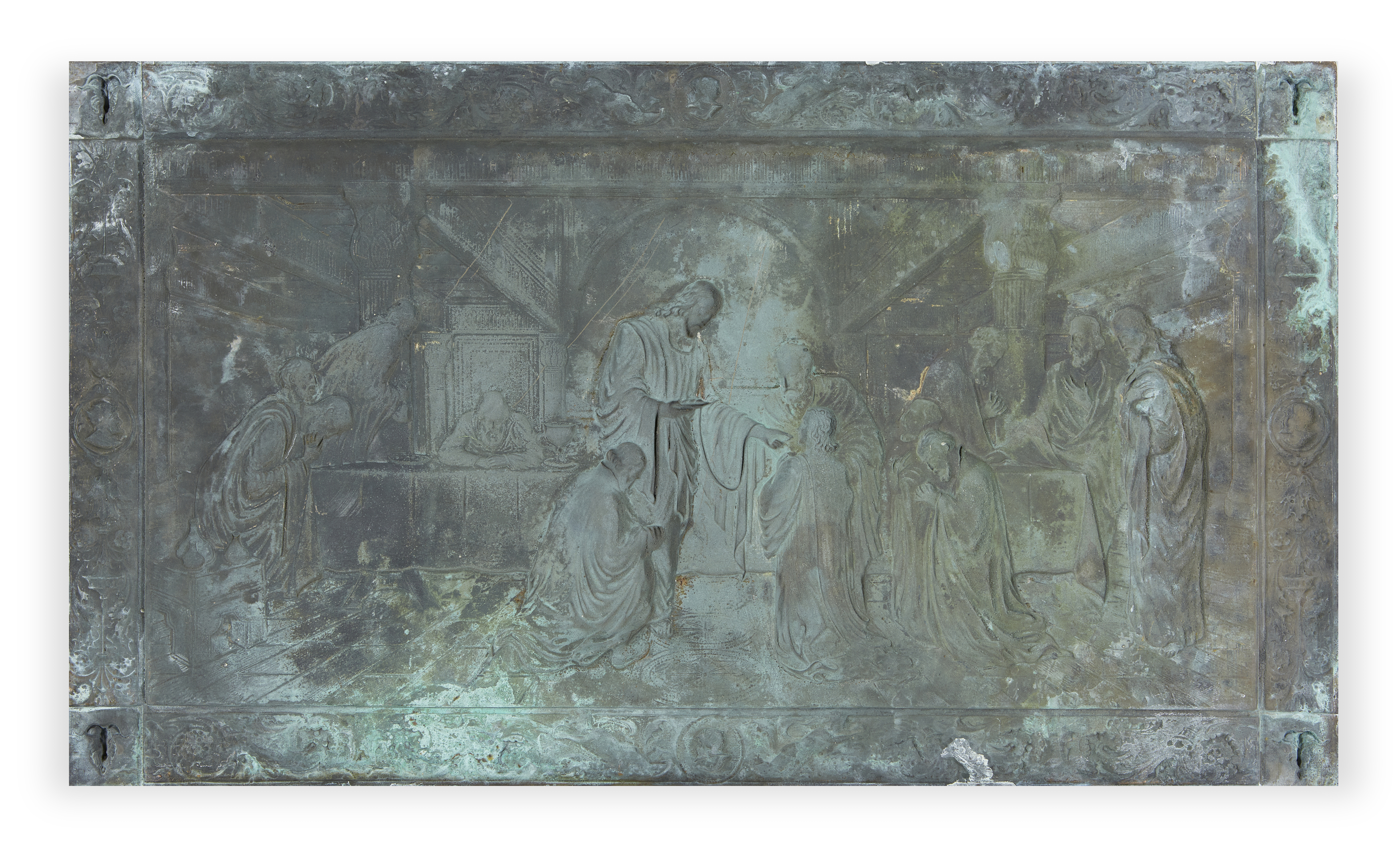 A large Italian copper relief of the Last Supper, second half 19th century, depicting the Communi... - Image 2 of 2