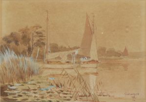 William Leslie Rackham,  British 1864-1944-  Salhouse; and A corner on Wroxham Broad;  each pen...