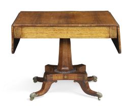 A Regency brass inlaid rosewood sofa table, first quarter 19th century, with single frieze drawer...