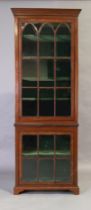 An English inlaid mahogany display cabinet, of George III style, 19th century, 222cm high, 82cm w...