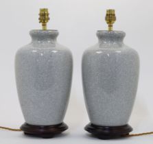 Two Chinese porcelain crackle glaze vases converted to lamps, 20th century, each of grey ground w...