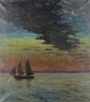 M. Peschekeko Kokat,  20th century -  A smack at sundown;  oil on canvas, signed lower right 'M...