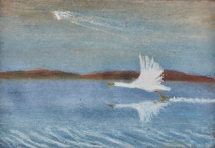 Jack Knox RSA RSW RSI,  Scottish 1936-2015 -  Wild Swans;  pastel on paper, 20.2 x 29 cm (ARR) ...