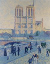 After Maximilien Luce,  late 20th century -  Notre Dame;  oil on canvas, 92.5 x 74 cm