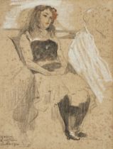 Harrie Kuyten,  Dutch 1883-1952 -  Seated woman;  conté and pencil on paper, signed and indisti...