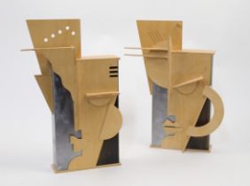 D Hawco, two contemporary modernist sculptures, 2000, entitled 'Winifred' and 'Florence', in stee...