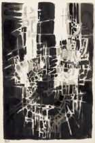 Tachiste School,  French active c.1959 -  Untitled, 1959;  ink on paper, signed with initials i...