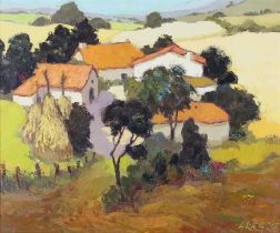 Ronald Greg,  American 20th century -  Countryside landscape, 1965;  oil on canvas, signed and ...