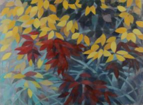 Julius Tabacek,  Slovakian B. 1948 -  Leaves, 2001;  oil on canvas laid down on panel, signed a...