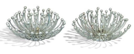 Studio Tetrarch for Valenti  Pair of 'Pistillo' wall / ceiling lights, circa 1969  Silvered plas...