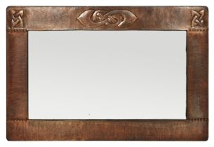 Archibald Knox (1864-1933) for Liberty and Co.  Arts & Crafts wall mirror, circa 1905  Repoussé ...