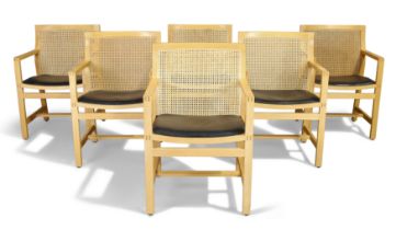 Rud thygesen & Johnny Sorensen for Botium  Set of six 'Kongeserien' dining chairs, circa 1970  B...