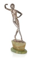 Josef Lorenzl (1892-1950)  Female dancer, circa 1925  Silvered bronze, onyx base  Signed 'Lorenz...