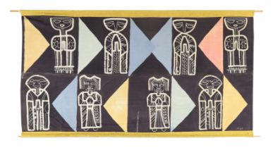 Michael O'Connell (1898-1976)  Wall Hanging, circa 1950/60  Paste resist printed cotton  Initial...