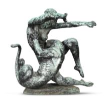 Fritz Behn (1878-1970)  Weib vom panther überfallen, first half 20th century  Bronze  Signed to ...