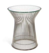 Warren Platner (1919-2006)  Platner side table, circa 1970  chromed steel, glass  46.5cm high, 4...