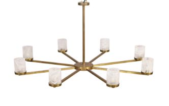 Paul Belvoir (b.1963)  Eight light chandelier, circa 2016  Rock crystal, bronzed metal  Stamped ...