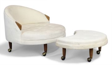 Adrian Pearsall (1925-2011) for Craft Associates  '1717-RC' lounge chair and '1841-O' ottoman, c...