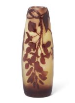 Gallé  'Glycines' tapered vase, circa 1920  Cameo glass  Signed in cameo 'Galle'  15.5cm high
