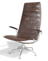 Jens Ammundsen (b.1944) for Fritz Hansen  'SAS' armchair, circa 1978  Leather, chromed steel  Ma...