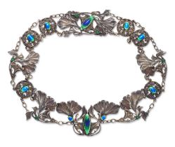 Art Nouveau  Decorative belt with links in the form of gingko leaves, circa 1910  White metal, g...