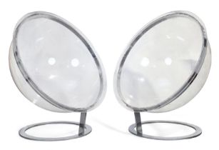 After Christian Daninos  Pair of Bubble style lounge chairs, late 20th century  Acrylic, chromed...