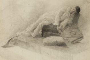 Cyrus Cuneo, ROI,  American/British 1879-1916-  Study of a sleeping figure in theatrical costume...