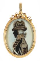 Circle of John Miers,  British 1758-1821-  A double-sided miniature silhouette portrait of a mil...