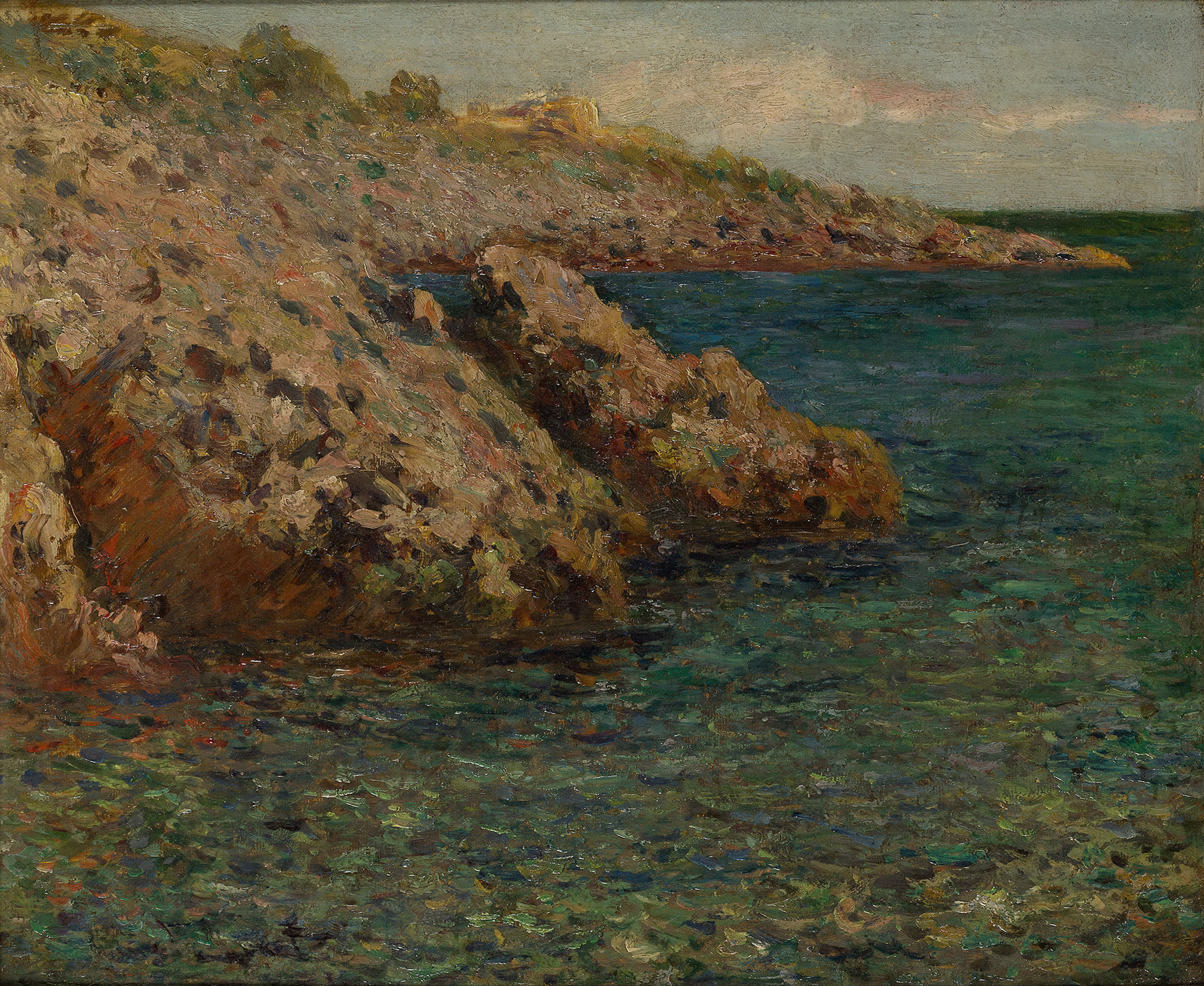 After Claude Monet,  French 1840-1926-  The Mediterranean (Cap d'Antibes);  oil on canvas, insc...