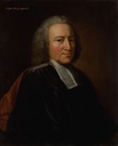 Circle of Jonathan Richardson,  British 1667-1745-  Portrait of a gentleman, half-length, wearin...