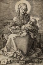 Albrecht Dürer,  German 1471-1528-  The Virgin with the Swaddled Child (1520);  engraving on la...