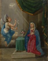 Manner of Giuseppe Rapisardi,  late 19th/early 20th century-  The Annunciation;  oil on canvas,...