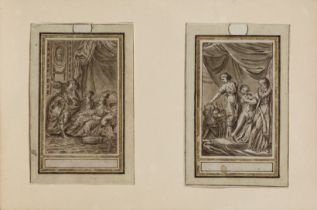 Circle of Charles-Antoine Coypel,  French 1694-1752-  Two scenes from Jean Racine's Bajazet, inc...