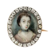 Nathaniel Hone, RA,  Anglo-Irish 1718-1784-  Miniature portrait of a lady, bust-length, wearing ...