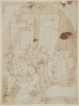 Santi di Tito,  Italian 1536-1603-  Study for an altarpiece: Confirmation of the Order of Saint ...