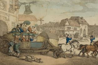 Thomas Rowlandson,  British 1756-1827-  Paris Diligence; The Norwich Bull Feast, or Glory and Gl...