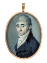 Circle of Thomas Peat,  British fl.1791-1831-  Portrait of a gentleman, shoulder-length, wearing...