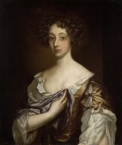 Circle of Sir Peter Lely,  Dutch/British 1618-1680-  Portrait of a lady, half length, wearing a ...